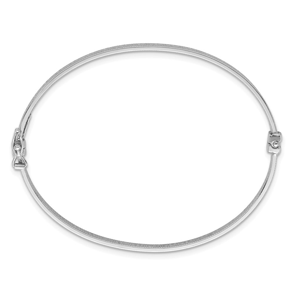 Sterling Silver RH-plated  Polished Textured Greek Key Hinged Bangle