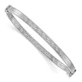 Sterling Silver RH-plated  Polished Textured Greek Key Hinged Bangle