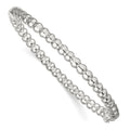 Sterling Silver Polished Beaded Design Hinged Bangle
