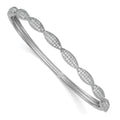 Sterling Silver Rhodium-plated Polished Fancy CZ Hinged Bangle