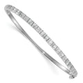 Sterling Silver Rhodium-plated Polished CZ Hinged Bangle
