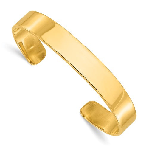 Sterling Silver Gold-tone 9.75mm Cuff Bangle Bracelet