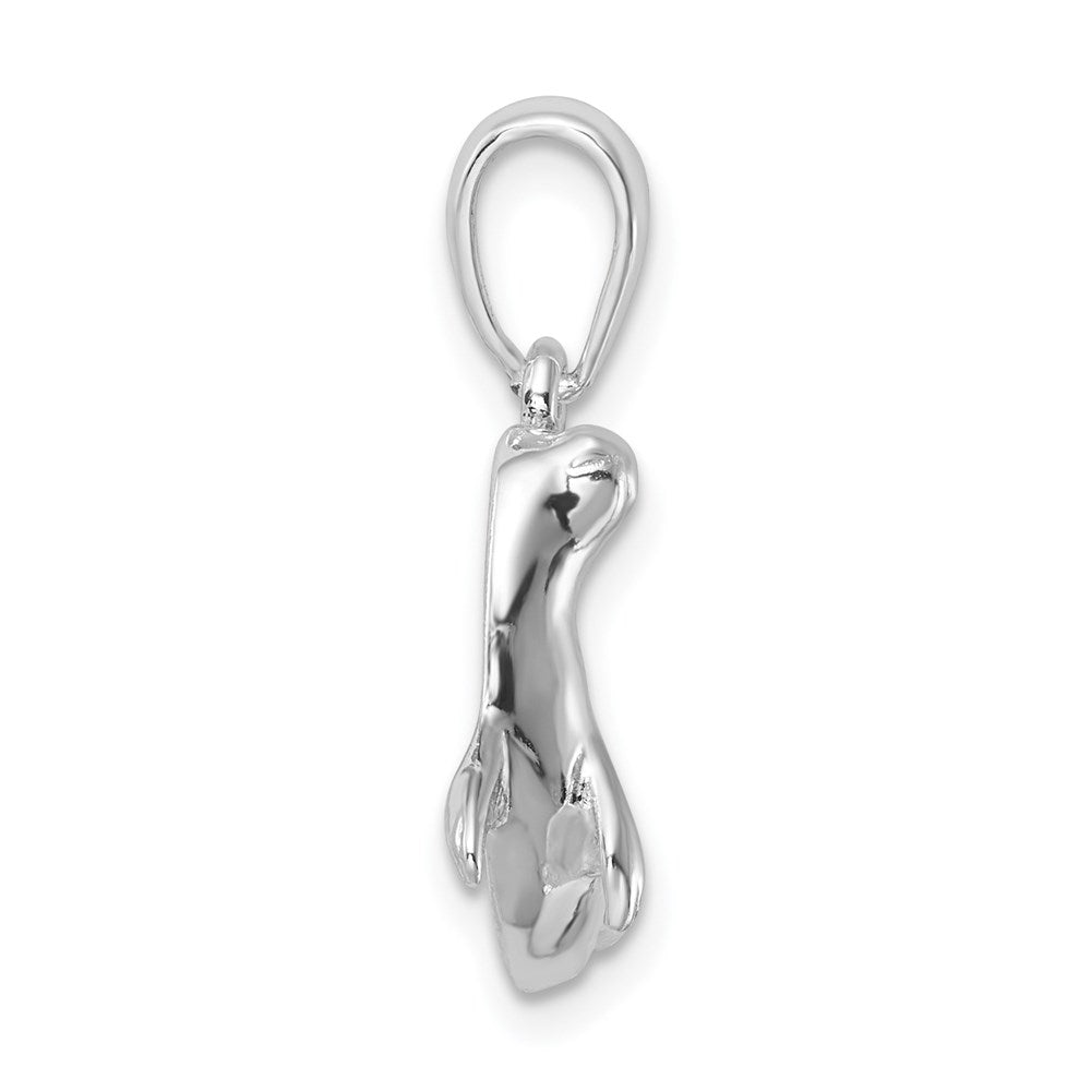 Sterling Silver Rhodium-plated Polished Seal Pendant