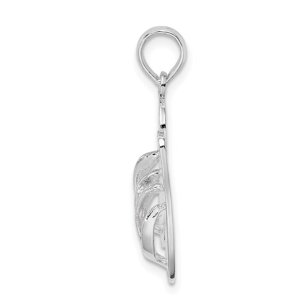 Sterling Silver Rhod-plated Polished/Textured Key West Flip Flops Pendant