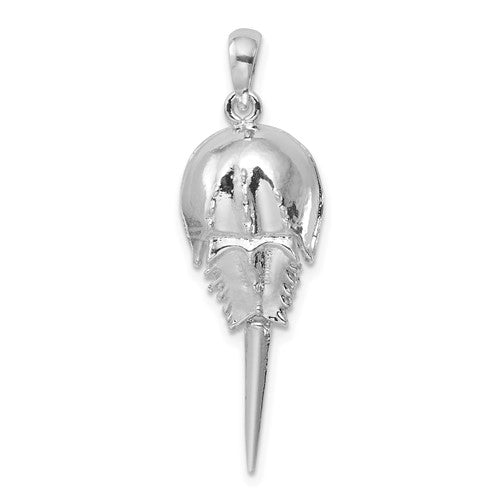 Sterling Silver Rhod-plated Polished Moving Tail Horse Shoe Crab Pendant