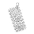Sterling Silver Polish/Texture Ocean City MD License Plate Pendant