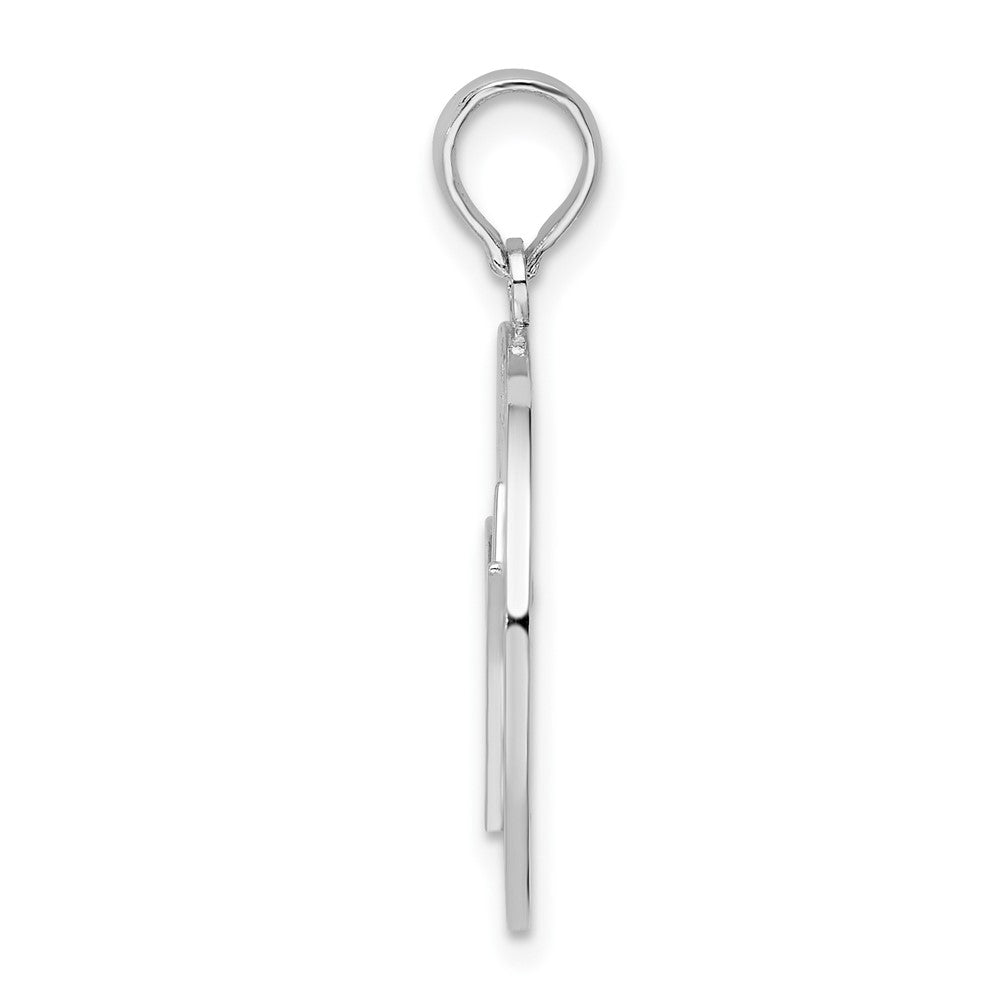 Sterling Silver Rhod-plated Polished Barbados w/Trident Circle Pendant
