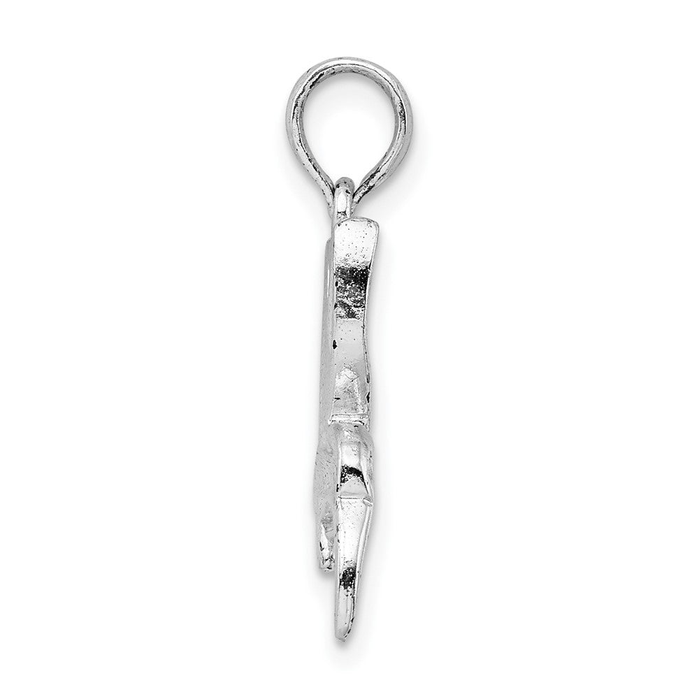 Sterling Silver Rhodium-plated Polished Hummingbird Pendant