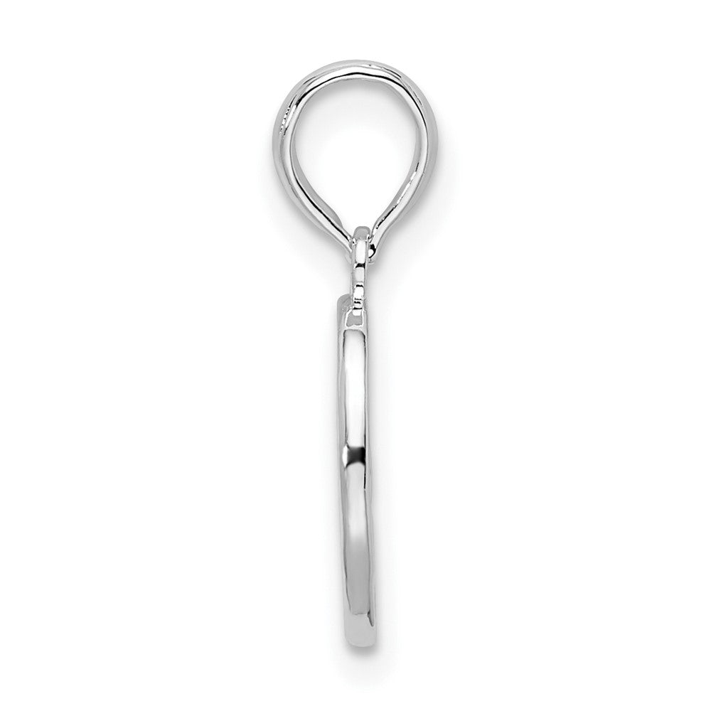 Sterling Silver Polished/Textured Fleur de Lis Small Oval Pendant