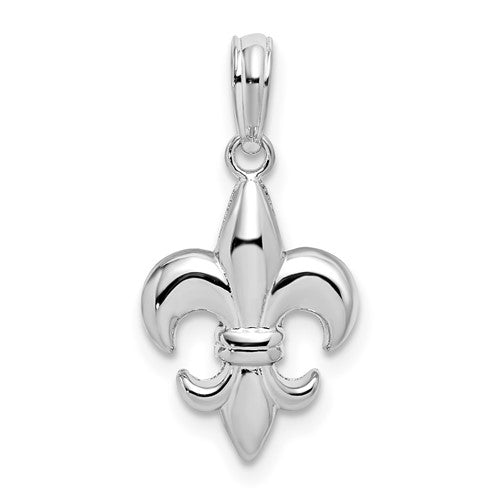 Sterling Silver Rhodium-plated Polished Fleur de lis Pendant