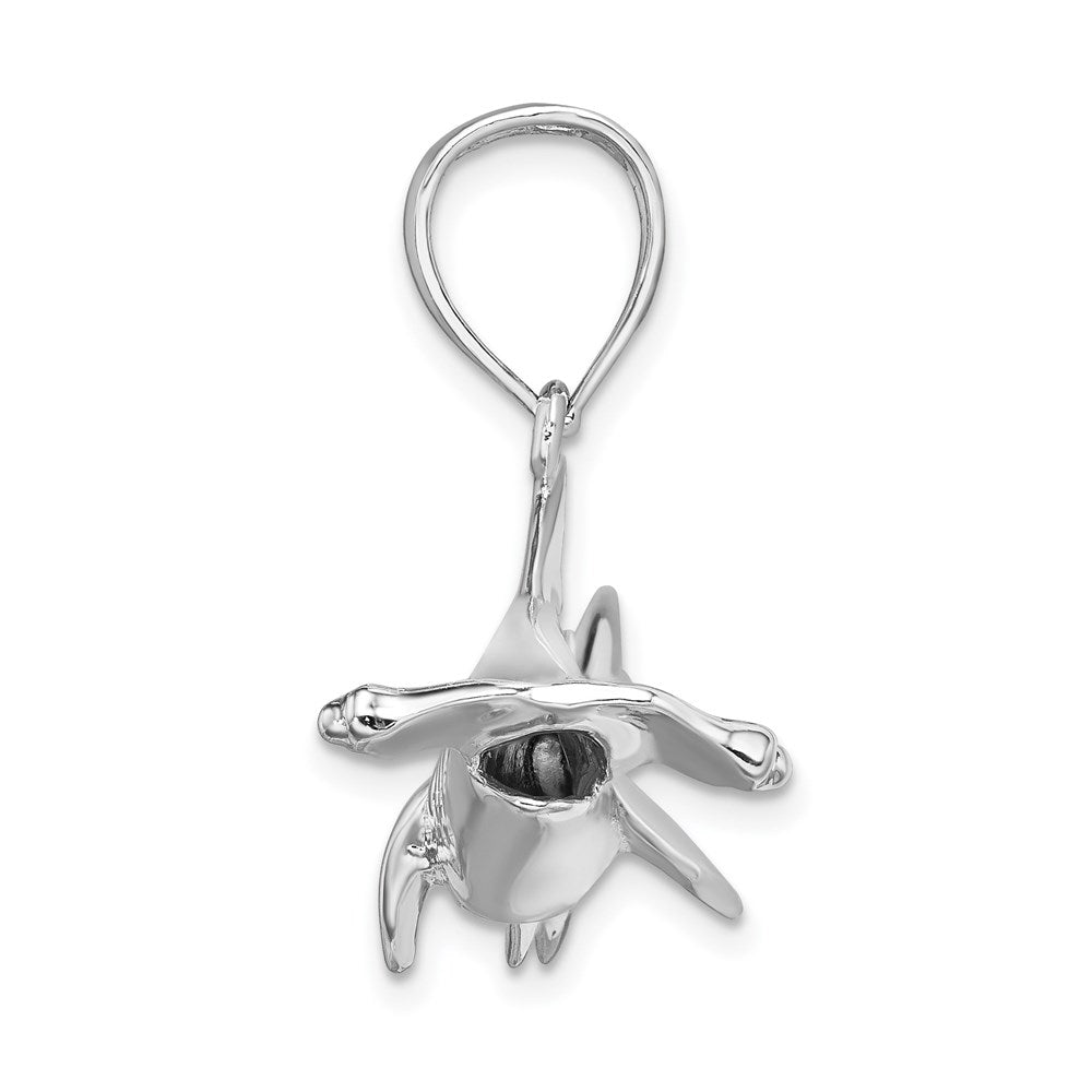 Sterling Silver Rhod-plated Polished 3D Hammer Head Shark Pendant