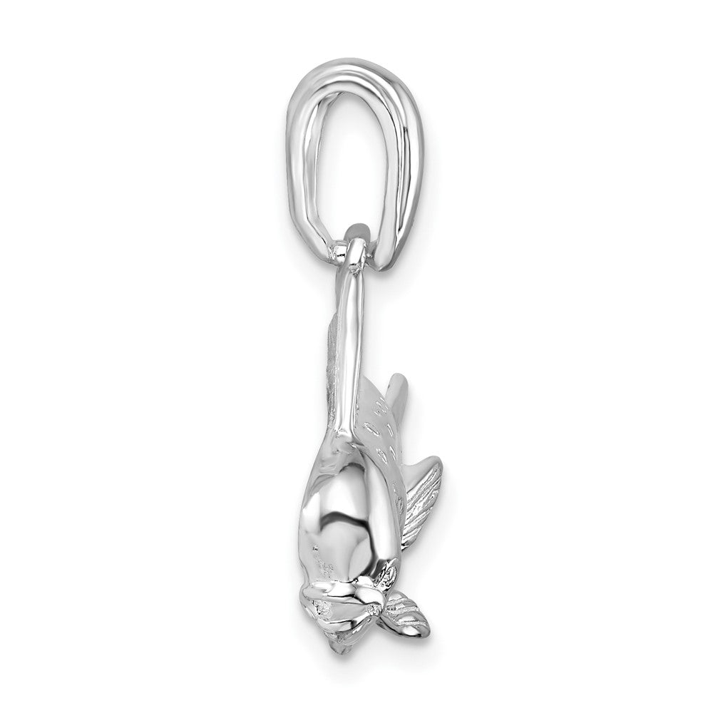 Sterling Silver Rhodium-plated Polished Mahi Mahi Fish Pendant
