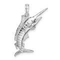 Sterling Silver Rhodium-plated Polished 3D Blue Marlin Pendant