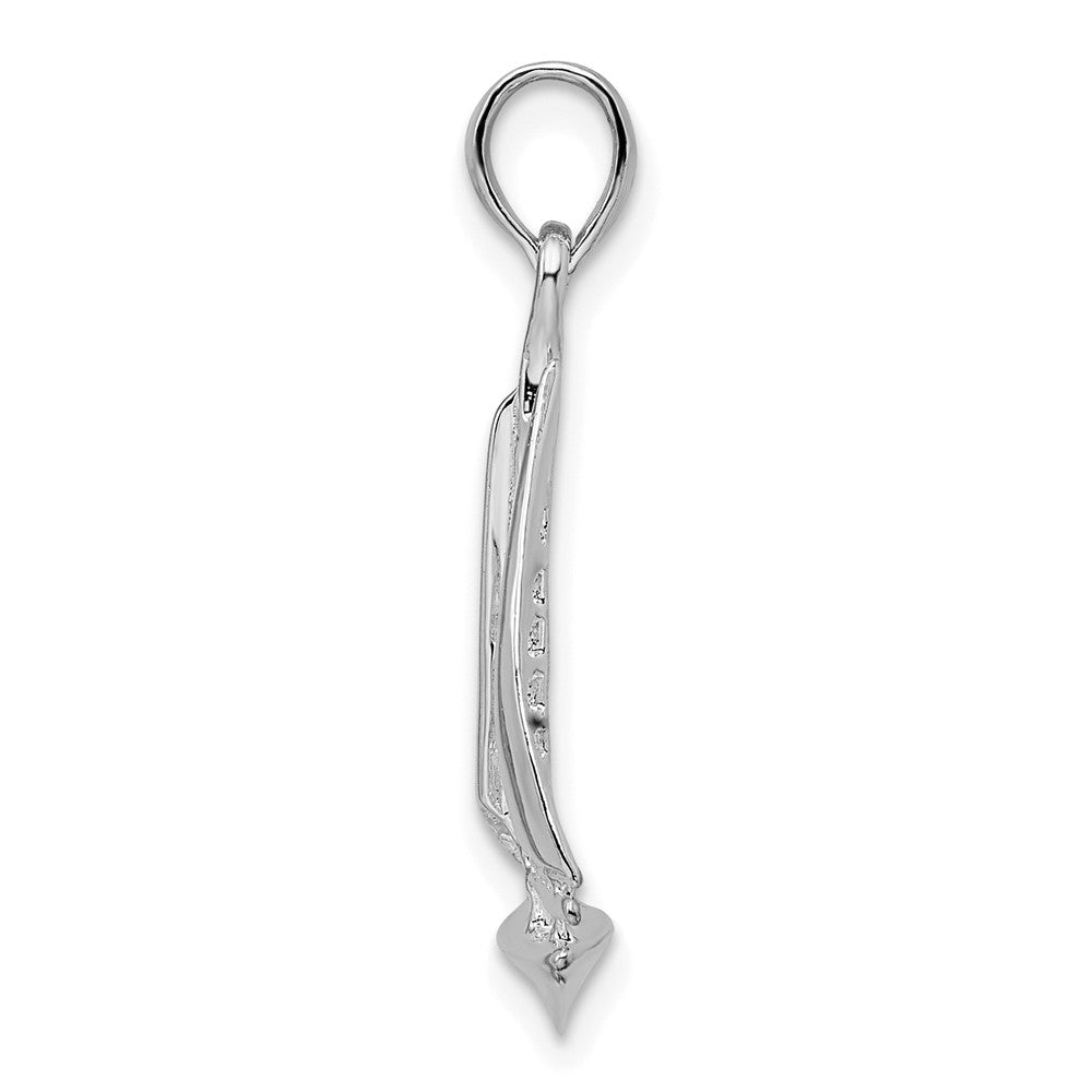 Sterling Silver Rhodium-plated Polished 3D Sailboat Pendant