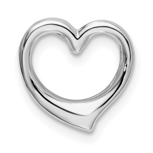 Sterling Silver Rhodium-plated Polished Heart Slide