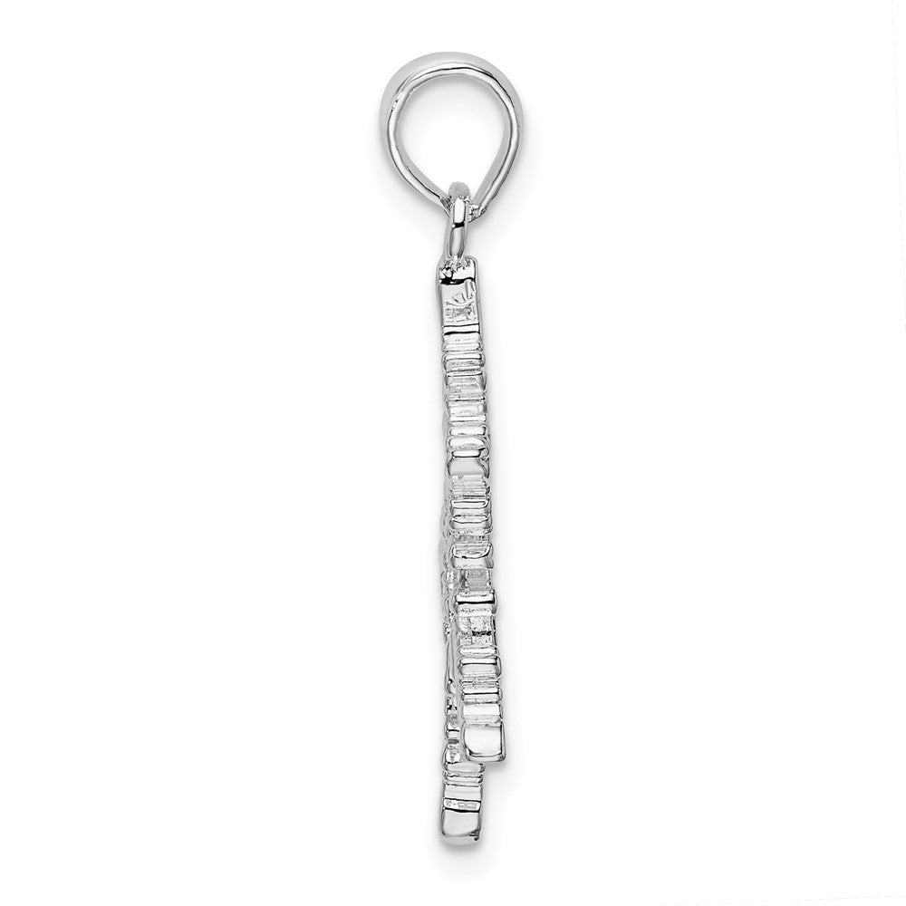 Sterling Silver Rhodium-plated Polished Snowflake Pendant