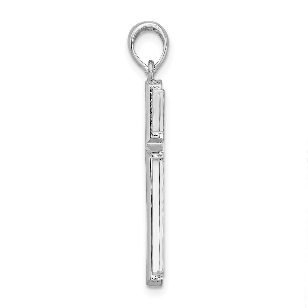 Sterling Silver Rhodium-plated Passion Cross w/Frame Pendant