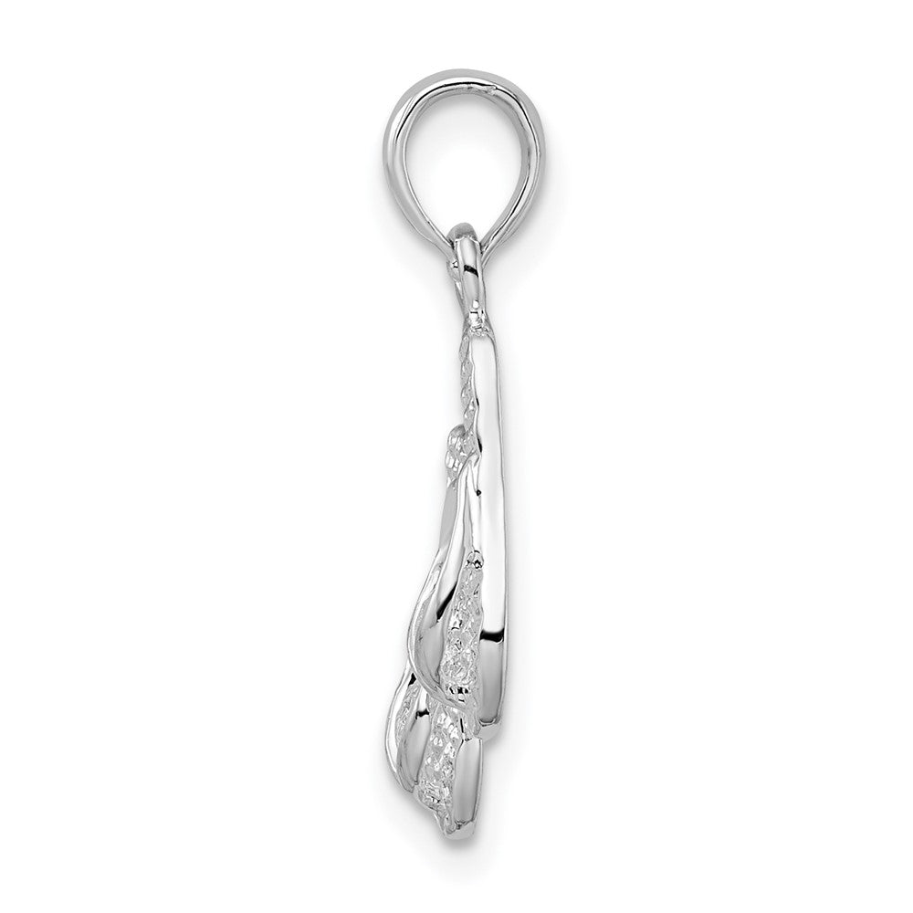Sterling Silver Rhodium-plated Antigua, W.I. 3D Flip Flops Pendant