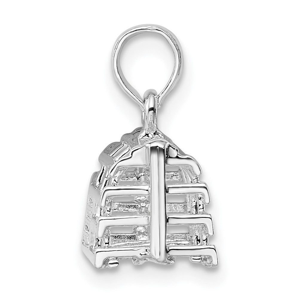 Sterling Silver Rhodium-plated Polished 3D Empty Lobster Trap Pendant