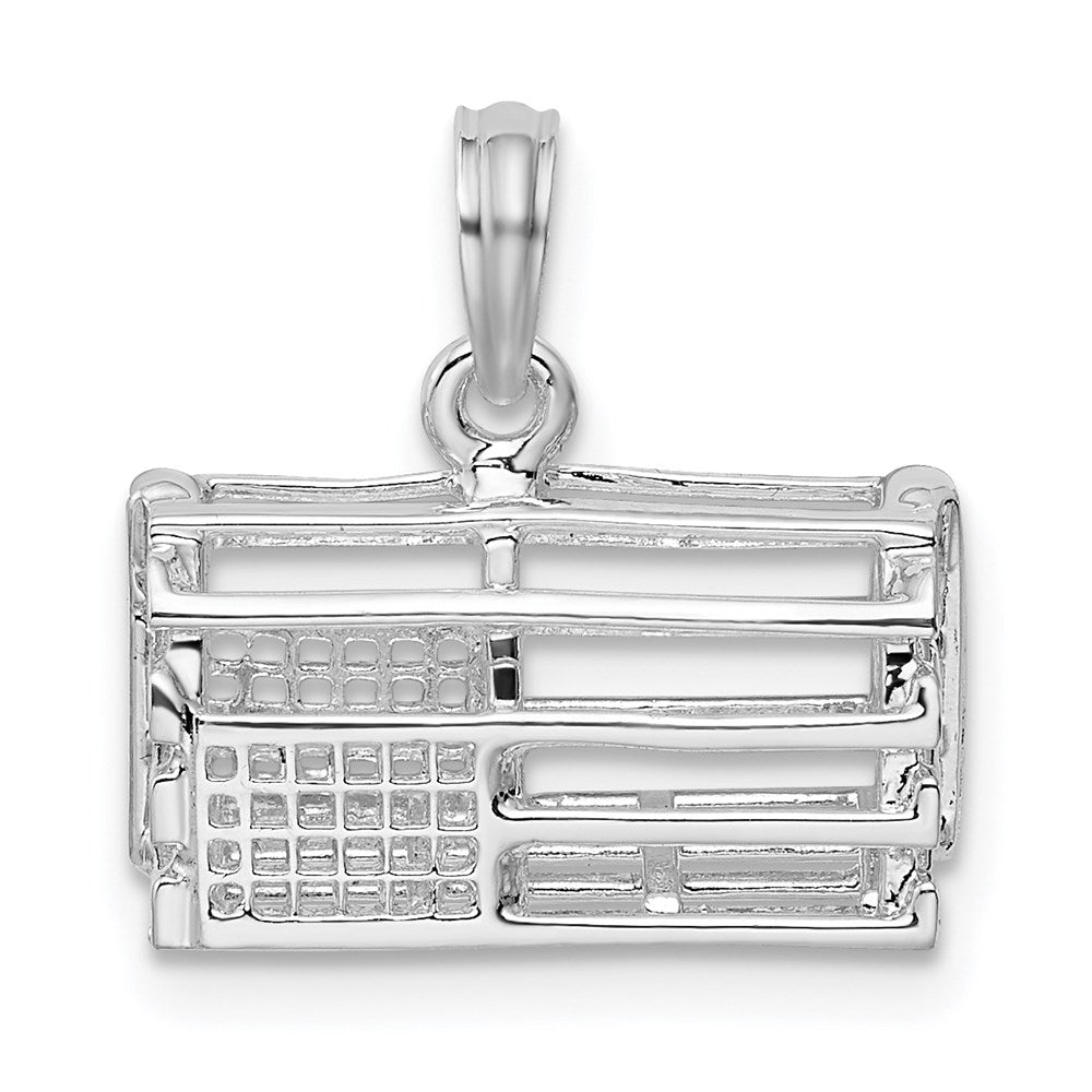 Sterling Silver Rhodium-plated Polished 3D Empty Lobster Trap Pendant