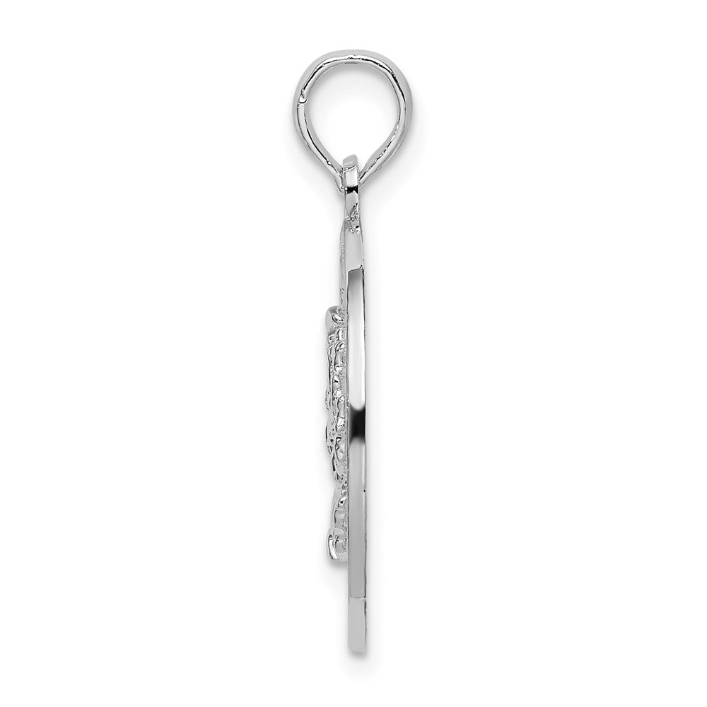 Sterling Silver Rhodium-plated Jamaica Round Circle w/Crab Pendant