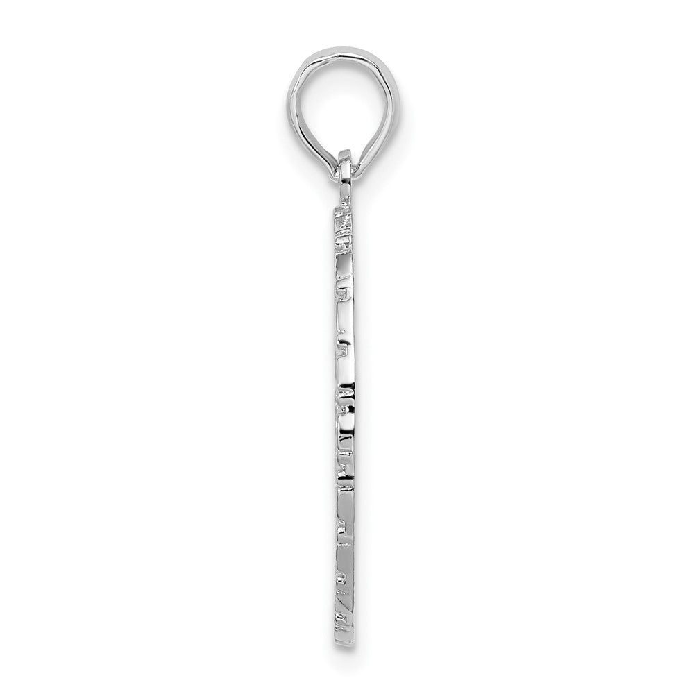 Sterling Silver Rhodium-plated Jamaica Oval Bird and Flower Pendant