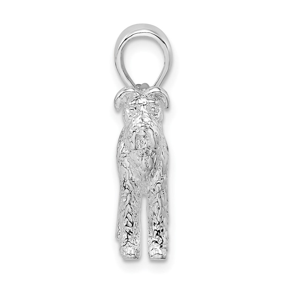Sterling Silver Rhodium-plated Textured 3D Airedale Terrier Pendant