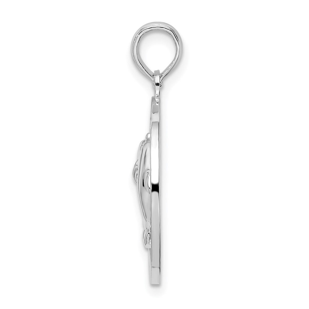 Sterling Silver Rhodium-plated St. Thomas Circle w/Dolphins Pendant