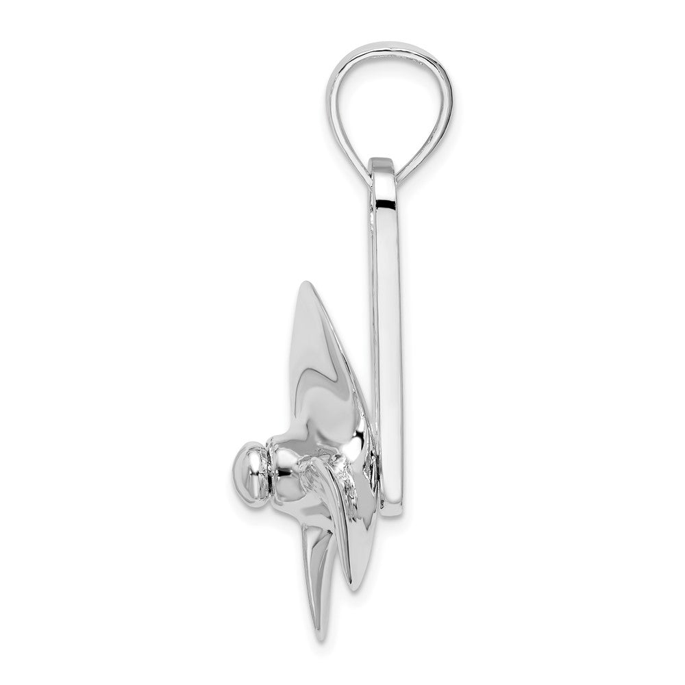 Sterling Silver Rhod-plated Polished Moveable 3D Propeller Pendant