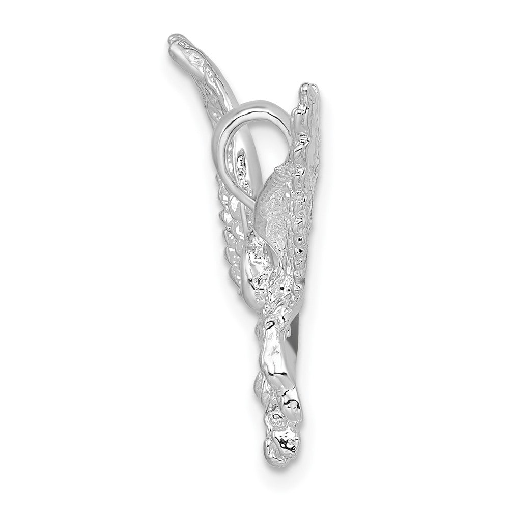 Sterling Silver Rhodium-plated Polished Flying Eagle Pendant