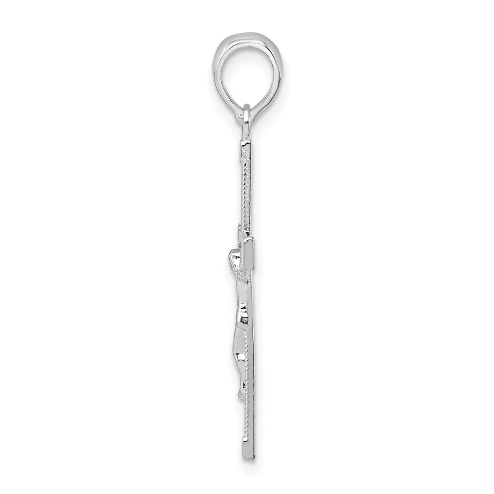 Sterling Silver Rhodium-plated Polished Latin Crucifix Pendant