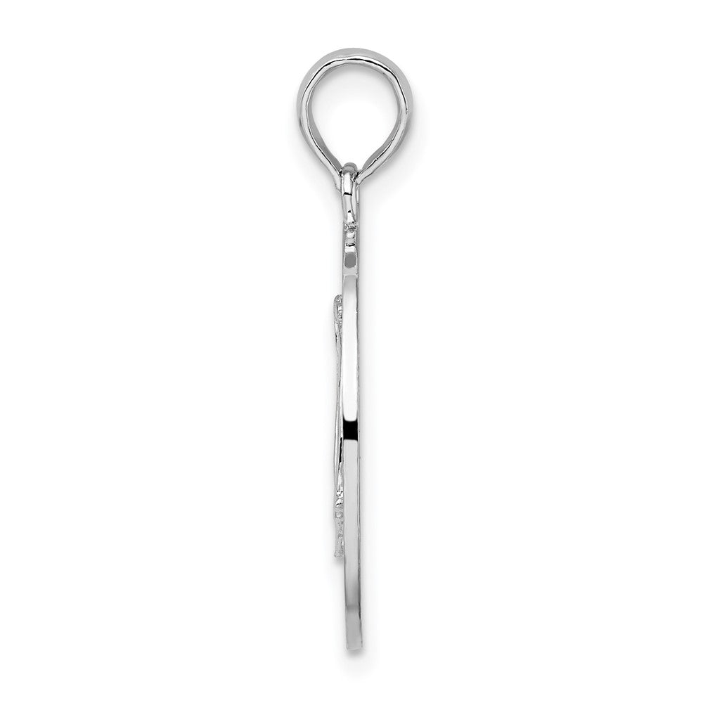 Sterling Silver Rhodium-plated Pentwater, MI Circle w/Sailboat Pendant