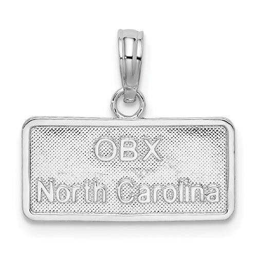 Sterling Silver Rhodium-plated OBX, North Carolina License Plate Pendant