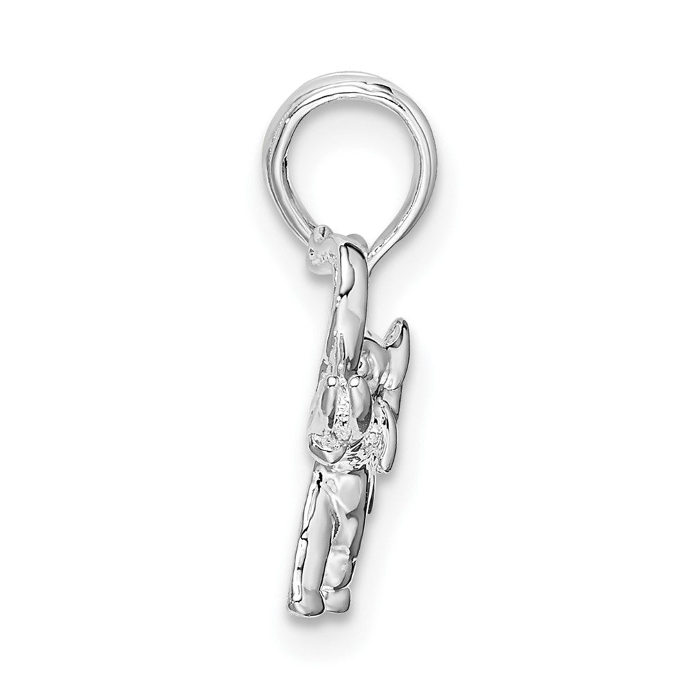 Sterling Silver Rhodium-plated Polished Elephant Pendant