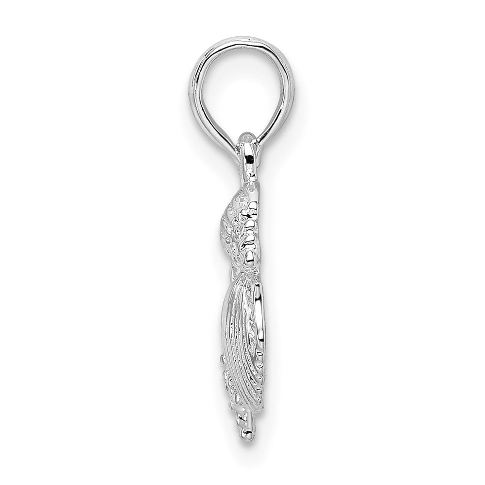 Sterling Silver Rhodium-plated Polished Shell Cluster Pendant