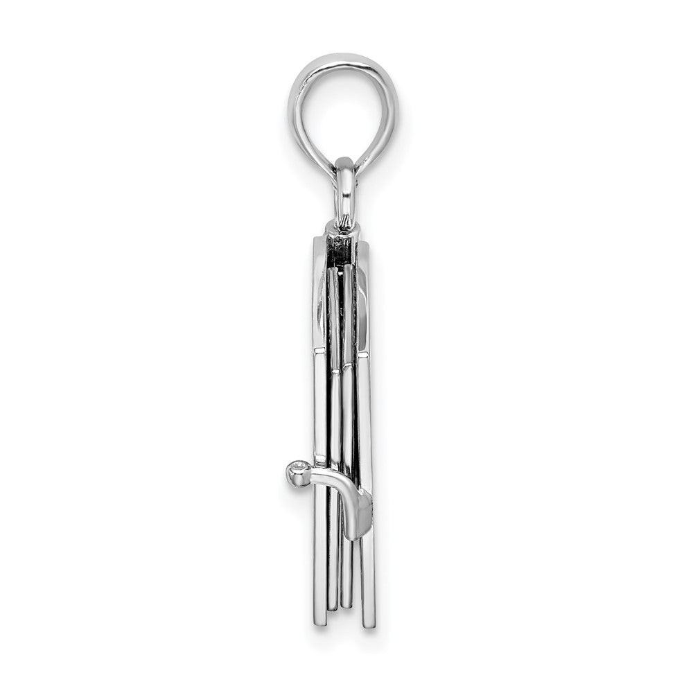 Sterling Silver Rhodium-plated Moveable 3D Spanish Santa Biblia Pendant