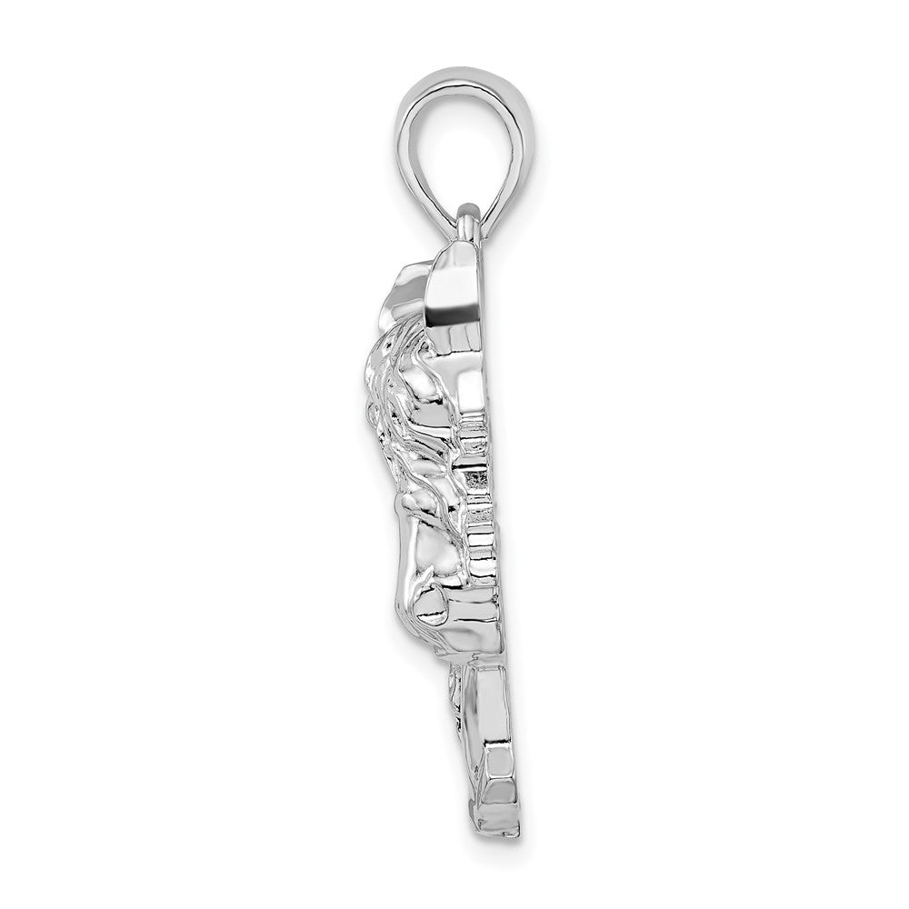 Sterling Silver Rhodium-plated Polished Horse Head Pendant