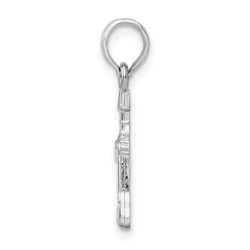 Sterling Silver Rhodium-plated Polished Wine Bottle Opener Pendant