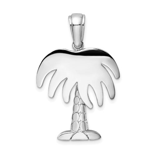 Sterling Silver Rhodium-plated Polished Charleston Palm Tree Pendant