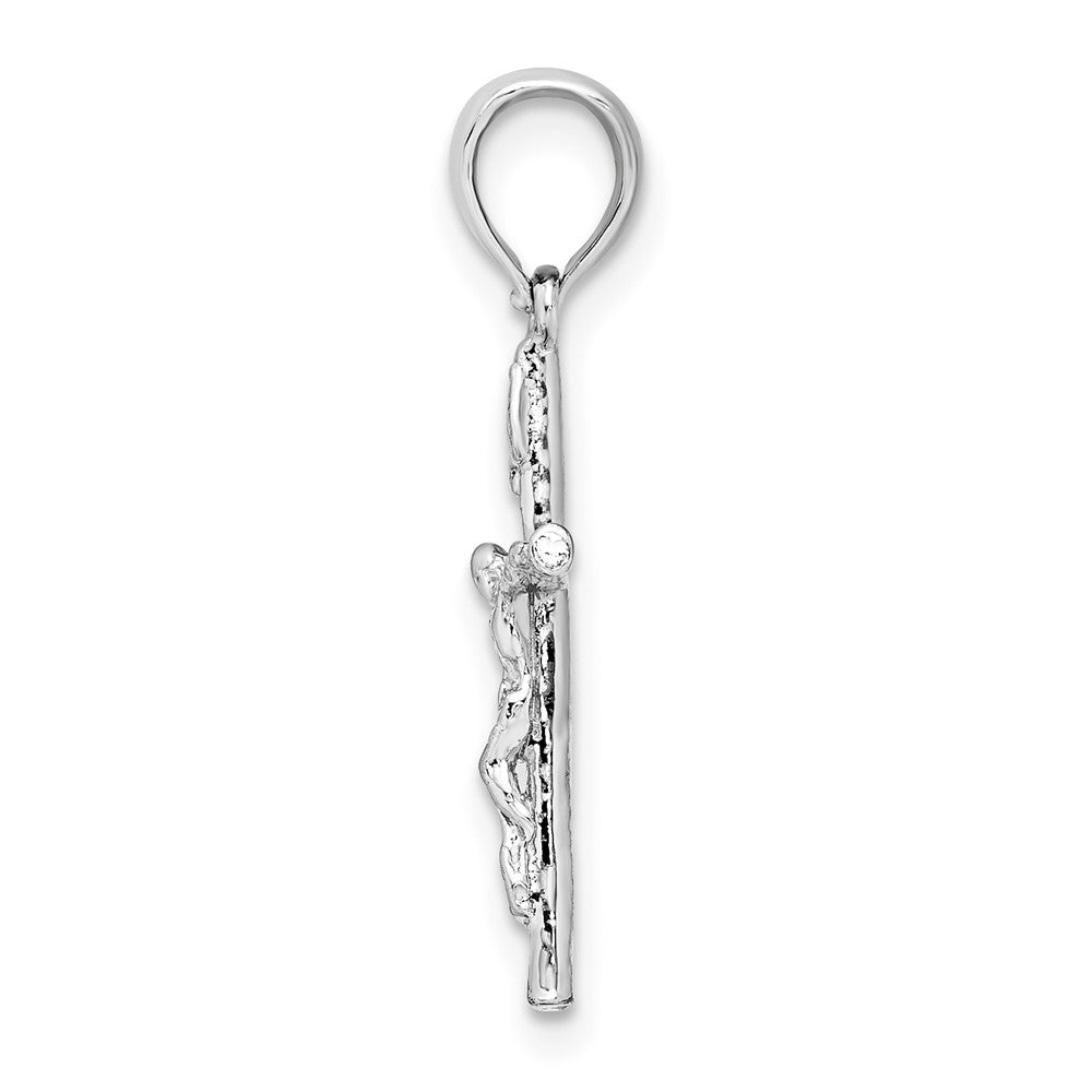 Sterling Silver Rhodium-plated Polished Thin Crucifix Pendant