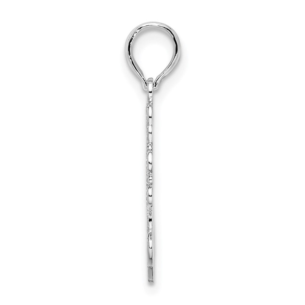 Sterling Silver Rhodium-plated Polished Fancy Lacy Cross Pendant