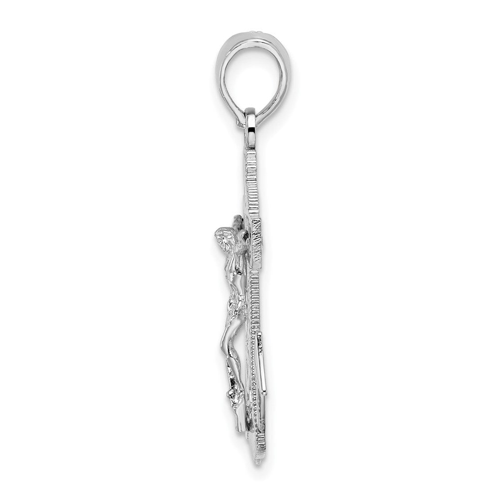 Sterling Silver Rhodium-plated Polished Mariners Crucifix Pendant