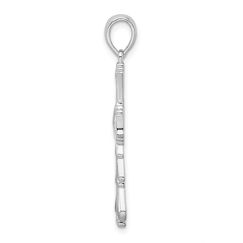 Sterling Silver Rhodium-plated Polished X-Center Cut-out Cross Pendant
