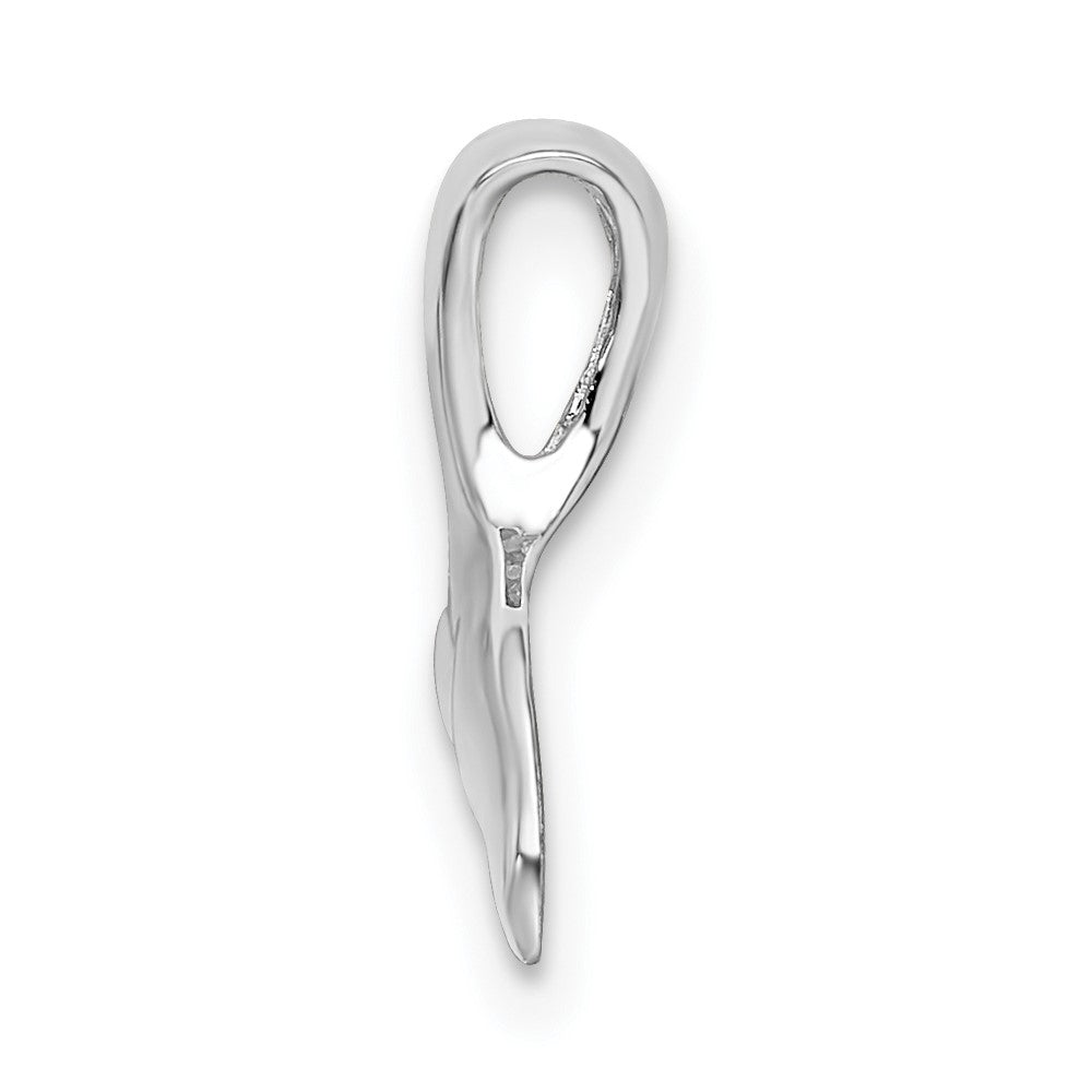 Sterling Silver Rhodium-plated Polished Mini Whale Tail Slide