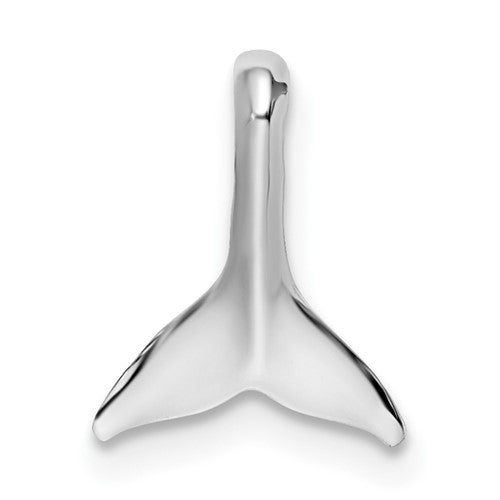 Sterling Silver Rhodium-plated Polished Mini Whale Tail Slide