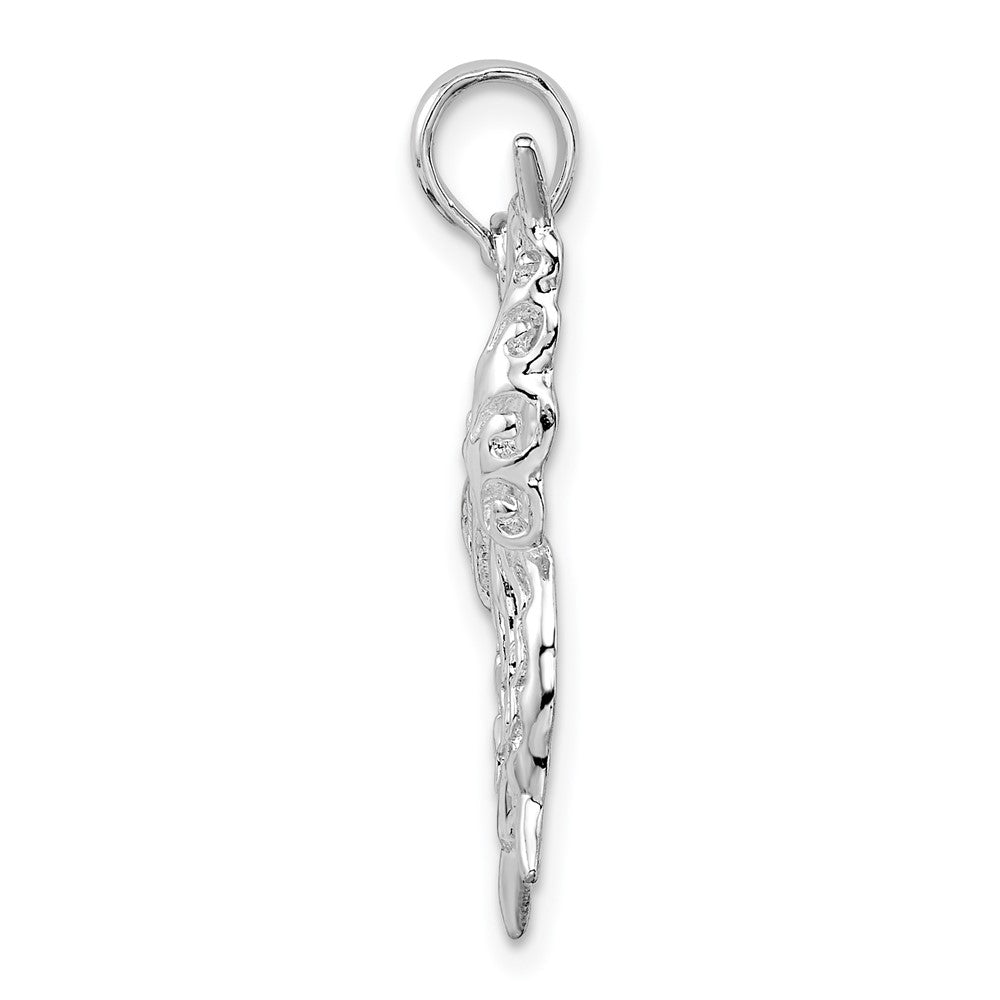 Sterling Silver Rhodium-plated Polished Cut-out Butterfly Pendant