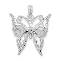 Sterling Silver Rhodium-plated Polished Cut-out Butterfly Pendant