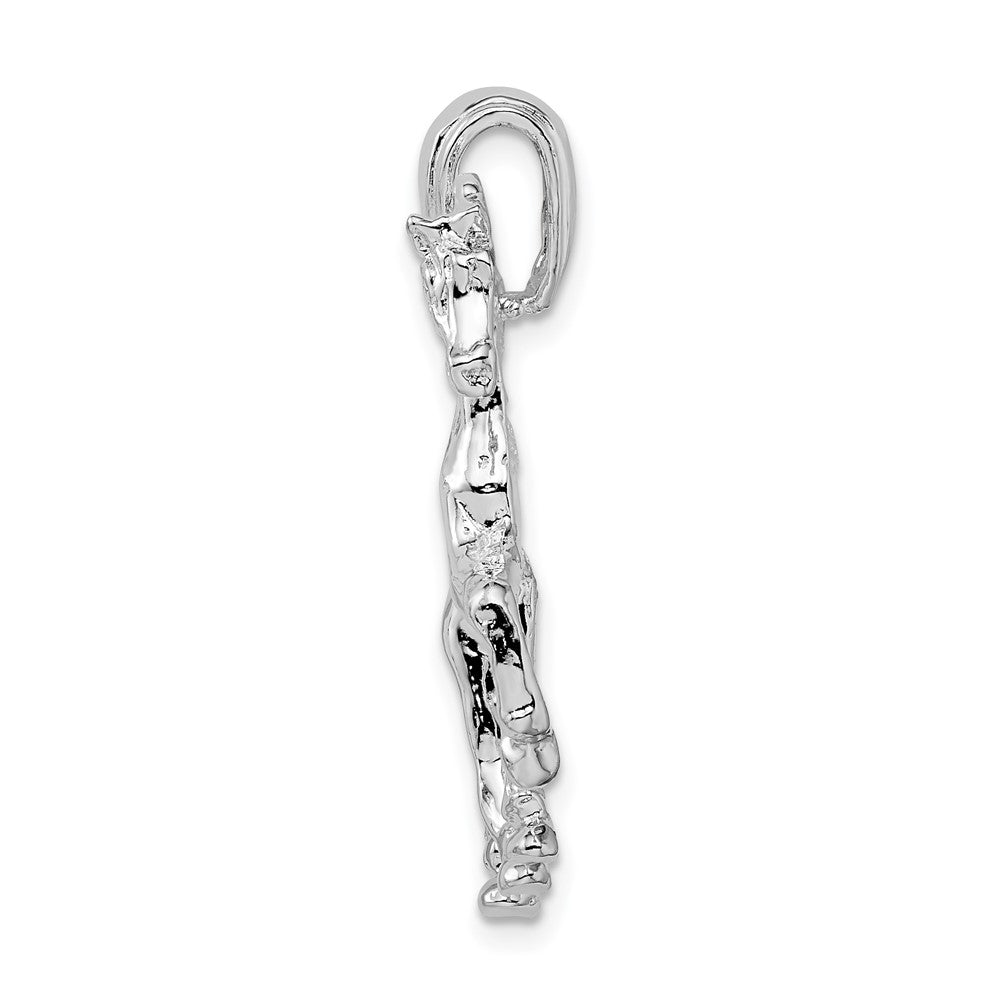 Sterling Silver Rhodium-plated Polished Walking Horse Pendant