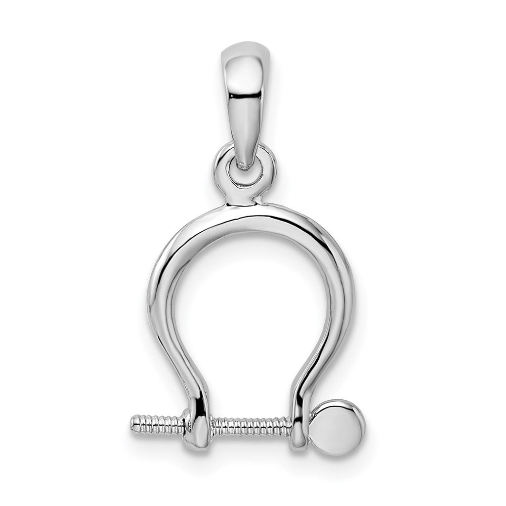 Sterling Silver Rhodium-plated Polished 3D Small Shackle Link Pendant