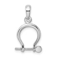 Sterling Silver Rhodium-plated Polished 3D Small Shackle Link Pendant